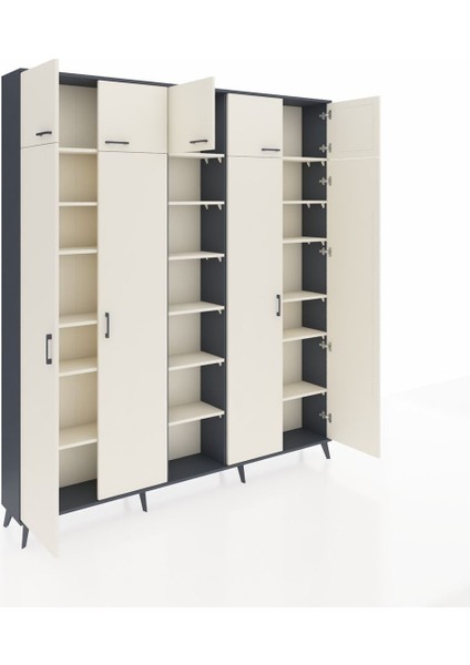 Arges Gardrop 18 Raflı 9 Kapaklı 220X30X243 Antrasit-Aytaşı indirimleri