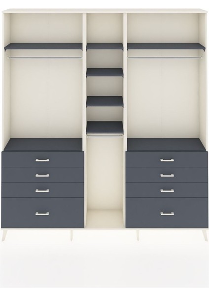 Arges Gardrop 8 Raflı 8 Çekmeceli 3 Askılı 220X30X243 Aytaşı-Antrasit