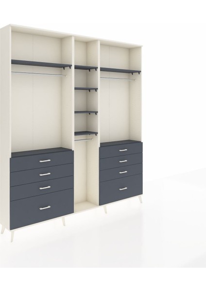 Arges Gardrop 8 Raflı 8 Çekmeceli 3 Askılı 220X30X243 Aytaşı-Antrasit fiyatları