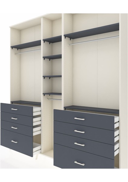 Arges Gardrop 8 Raflı 8 Çekmeceli 3 Askılı 220X30X243 Aytaşı-Antrasit fırsatları