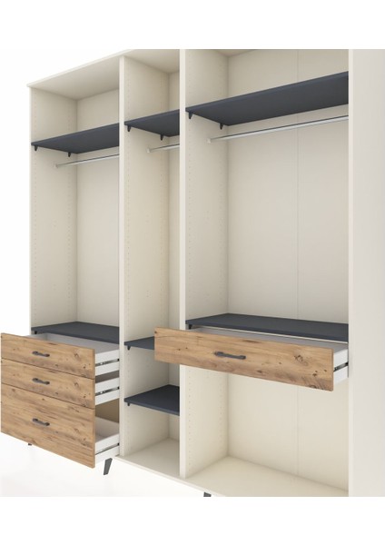 Hyperion Dolap 7 Raflı 4 Çekmeceli 3 Askılı 220X44X243 Aytaşı-Antrasit/çam fırsatları