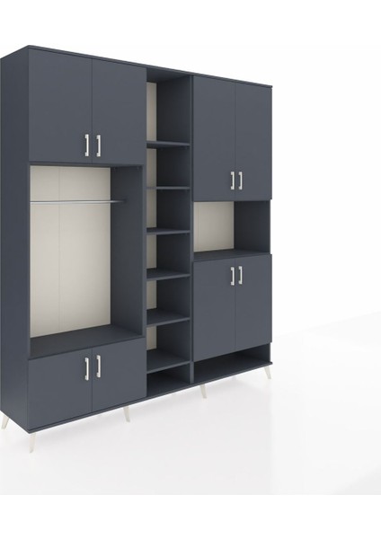 Hyperion Dolap 18 Raflı 8 Kapaklı Tek Askılı 220X44X243 Antrasit-Antrasit/antrasit fiyatları