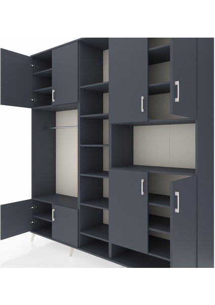 Hyperion Dolap 18 Raflı 8 Kapaklı Tek Askılı 220X44X243 Antrasit-Antrasit/antrasit fırsatları