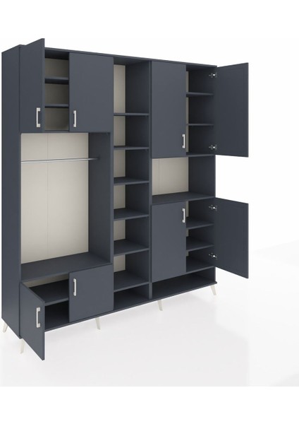 Hyperion Dolap 18 Raflı 8 Kapaklı Tek Askılı 220X44X243 Antrasit-Antrasit/antrasit indirimleri