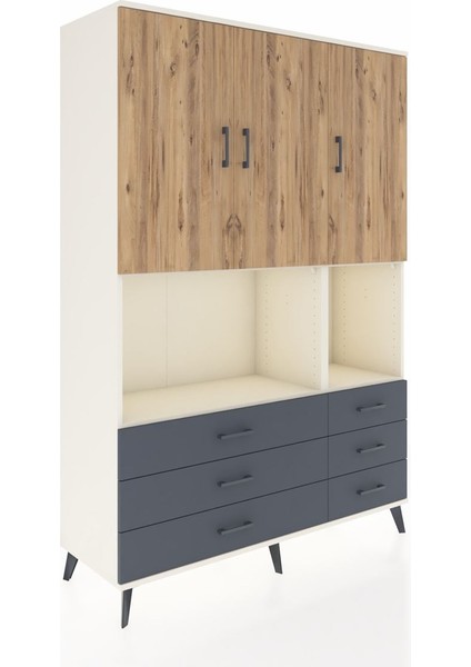 Hyperion Dolap 6 Raflı 6 Çekmeceli 3 Kapaklı 132X44X195 Aytaşı-Çam/antrasit fiyatları