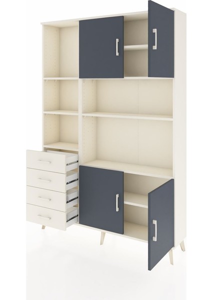 Arges Dolap 8 Raflı 4 Çekmeceli 4 Kapaklı 132X30X195 Aytaşı-Antrasit/aytaşı modelleri