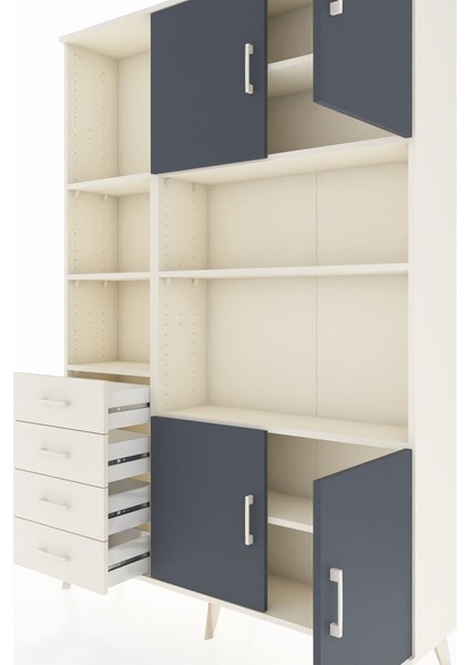Arges Dolap 8 Raflı 4 Çekmeceli 4 Kapaklı 132X30X195 Aytaşı-Antrasit/aytaşı fırsatları