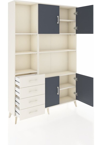 Arges Dolap 8 Raflı 4 Çekmeceli 4 Kapaklı 132X30X195 Aytaşı-Antrasit/aytaşı indirimleri