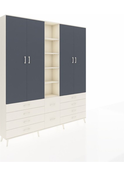 Arges Dolap 9 Raflı 10 Çekmeceli 2 Askılı 220X30X243 Aytaşı-Antrasit/aytaşı fiyatları
