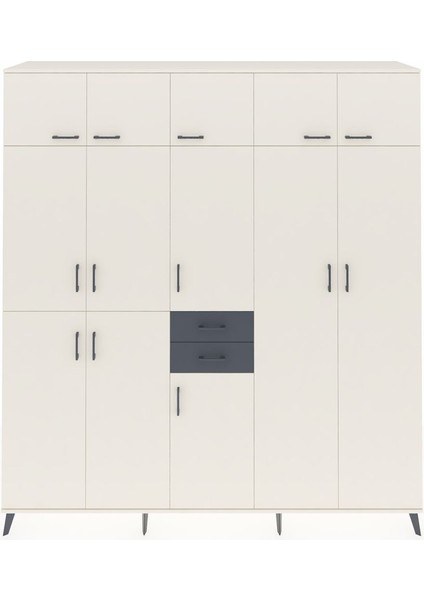 Hyperion Dolap 10 Raflı 2 Çekmeceli 3 Askılı 220X44X243 Aytaşı-Aytaşı/antrasit