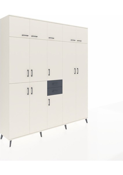 Hyperion Dolap 10 Raflı 2 Çekmeceli 3 Askılı 220X44X243 Aytaşı-Aytaşı/antrasit fiyatları
