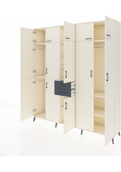 Hyperion Dolap 10 Raflı 2 Çekmeceli 3 Askılı 220X44X243 Aytaşı-Aytaşı/antrasit modelleri