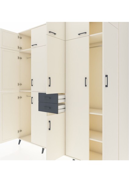 Hyperion Dolap 10 Raflı 2 Çekmeceli 3 Askılı 220X44X243 Aytaşı-Aytaşı/antrasit fırsatları