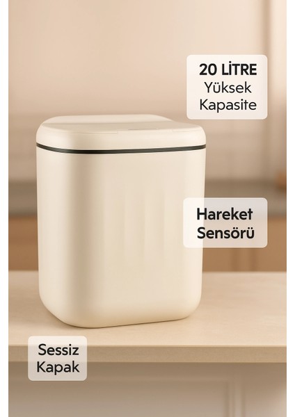 20L Sensörlü Akıllı Antibakteriyel Çöp Kovası Otomatik Kapaklı, Banyo Mutfak 4 Pil Yanında fiyatları
