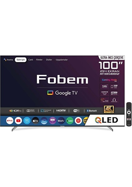MT100EG8000QF 100’’ Frameless 4K Ultra Hd QLED Google Tv