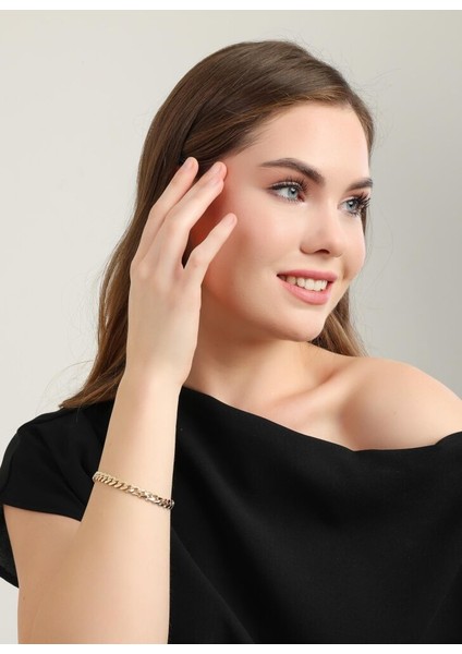 Altın Gurmet Bileklik Italy Kilit 19 cm En 5 mm