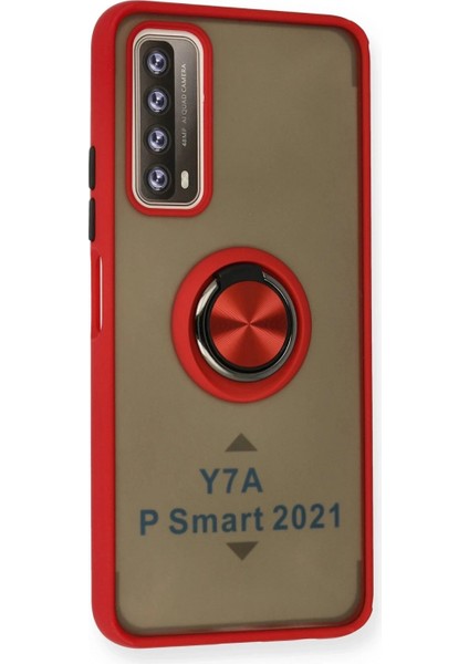 Huawei P Smart 2021 Kılıf Montreal Yüzüklü Silikon Kapak - Kırmızı (K95) fiyatları