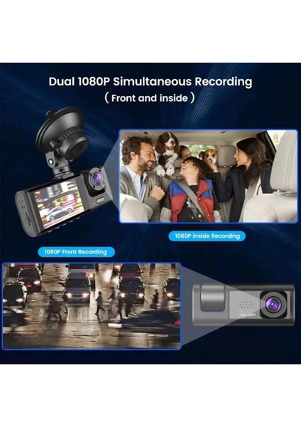 DV300 Yeni 3 Kameralı Araç Içi Kayıt Kamerası Trafik Recorder 2 Inç IPS Ekran Full Hd 1080P fırsatları