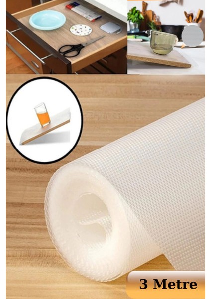 45CMX3METRE Kalın Çekmece ve Dolap Içi Raf Örtüsü Kaydırmaz Eva Raf Organizer