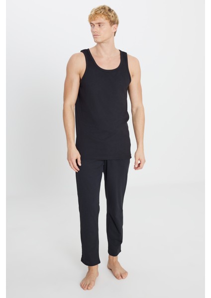 Erkek Siyah Standart Fit Normal Kesim %100 Pamuk 2'li Atlet Paketi modelleri