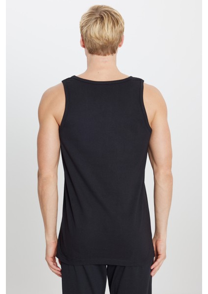 Erkek Siyah Standart Fit Normal Kesim %100 Pamuk 2'li Atlet Paketi