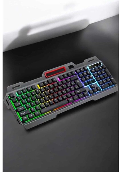 LED Işıklı Oyuncu Klavye USB Girişli Rgb Işıklı Q Klavye Mouse Hediyeli