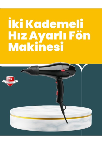 Tüm Saç Tipleri Için 2200W Güçlü Fön Makinesi