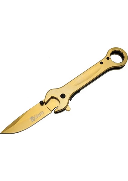 Eco Lounge Columbia 8000C Anahtar Görünümlü Gold Kamp Çakı 19 cm - Otomatik, Metal Sap