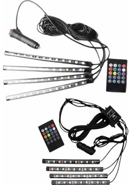 12'li Şerit LED Işık Rgb Sese ve Müziğe Duyarlı Araç Içi Ayak Altı fiyatları