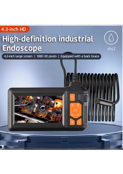 Ekranlı 3 Kameralı 10 mt Hafıza Kart Destekli Sert Kablo Yılan Endoskop Kamera 8 mm 4.3 Inc fiyatları