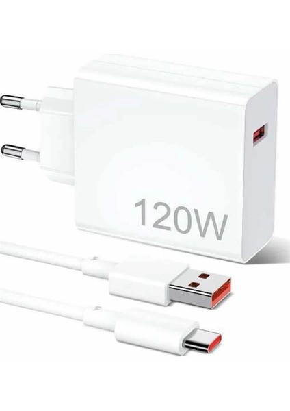 120W Şarj Aleti Hızlı Çift Turbo Şarj Aleti Seti Beyaz