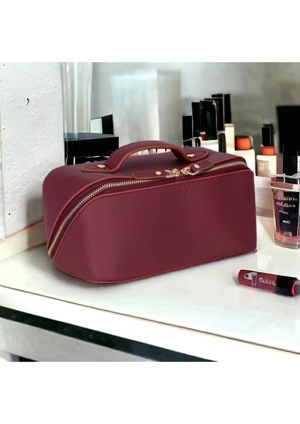 Ella Kadın Seyahat Kozmetik Bakım Makyaj Çantası Organizer Bordo fiyatları