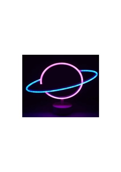 Neon Işıklı Satürn Lamba