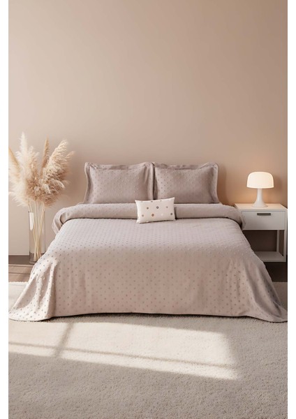 Talya Vizon Punch İşlemeli Çift Kişilik Yatak Örtüsü Takımı 4 Parça Uyku & Çeyiz Seti