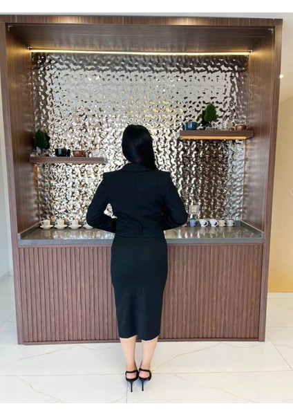 Crop Ceket Cep Detaylı Etek Takım TKM 08008 modelleri