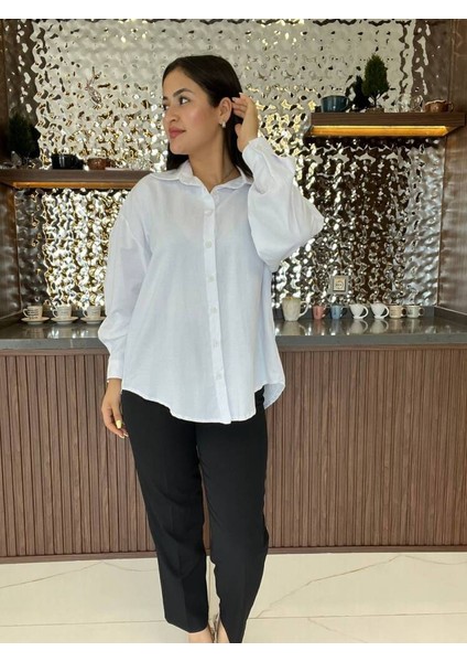 Sırt Dekolteli Oversize Basic Gömlek GMK08002