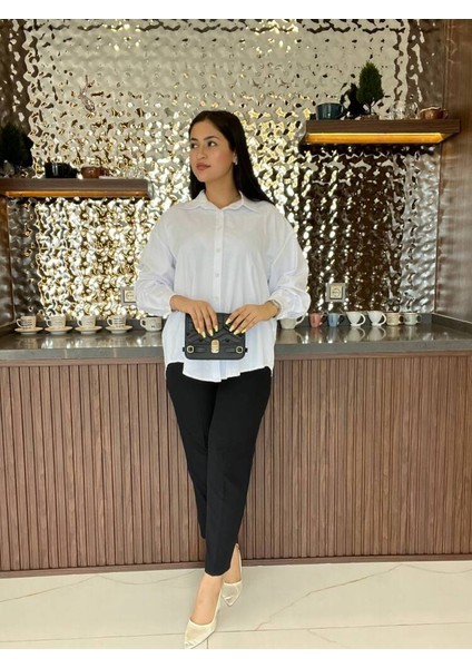 Sırt Dekolteli Oversize Basic Gömlek GMK08002 fırsatları