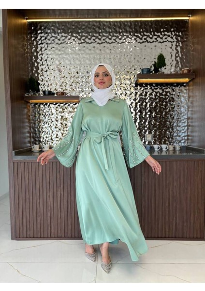 Boyun Taş Işlemli Kemer Aksesurlı Elbise S16044 fiyatları