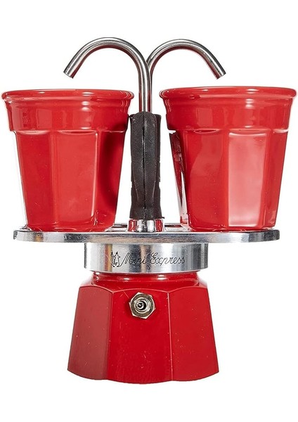 - Set Mini Express: Ocak Üstü Espresso Pişirici + 2 Cups - Renk Kırmızı