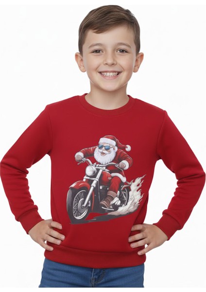 Erkek Çocuk Noellik Baskılı Sweatshirt 2 İplik Şardonlu