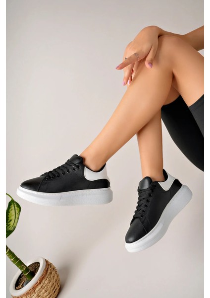 LC101 Siyah Arka Beyaz Bt Bağcıklı Kadın Ayakkabı fiyatları