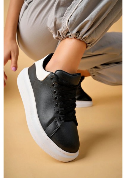 LC101 Siyah Arka Beyaz Bt Bağcıklı Kadın Ayakkabı indirimleri