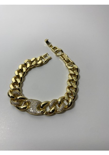 14 K Altın Renk Kararmaz Özel Seri Taş Detay Bileklik