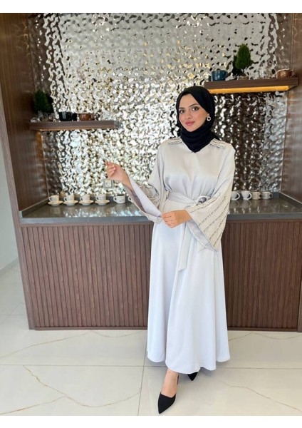 Boyun Taş Işlemli Kemer Aksesurlı Elbise S16044 indirimleri