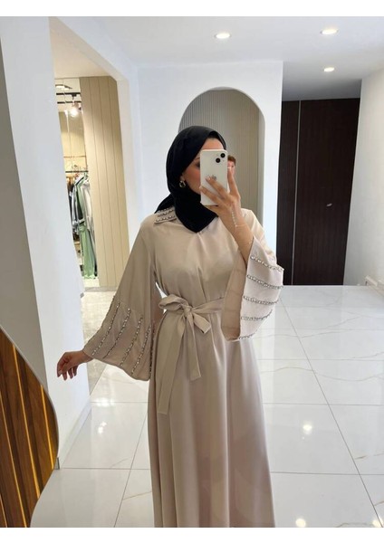 Boyun Taş Işlemli Kemer Aksesurlı Elbise S16044 fırsatları