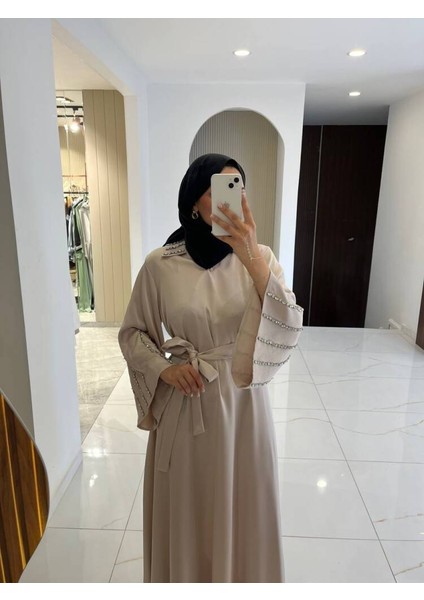 Boyun Taş Işlemli Kemer Aksesurlı Elbise S16044 indirimleri