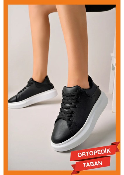 LC101 Siyah Cilt Beyaz Taban Kadın Sneaker