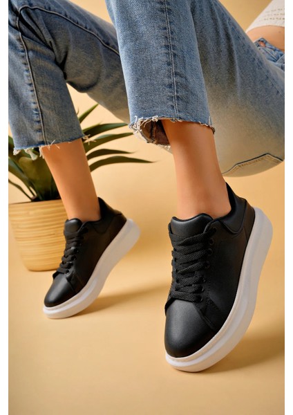 LC101 Siyah Cilt Beyaz Taban Kadın Sneaker indirimleri