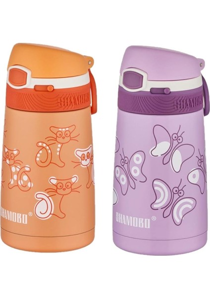 2li Set Pipetli Çelik Termos 350ML -6 Saat Isı Yalıtımı-