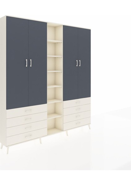 Arges Dolap 10 Raflı 8 Çekmeceli 2 Askılı 220X30X243 Aytaşı-Antrasit/aytaşı fiyatları